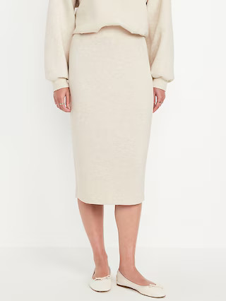 Extra High-Waisted Bounce Fleece Midi Skirt | Old Navy (US)