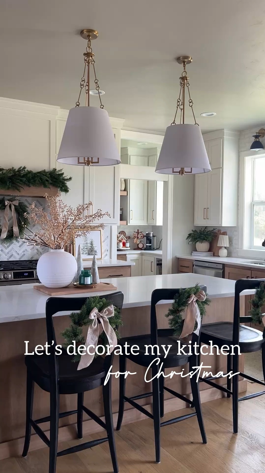 Christmas kitchen decor! 

Kitchen stools 
Pendant lights 
Christmas decor 

#LTKVideo #LTKSeasonal #LTKHome