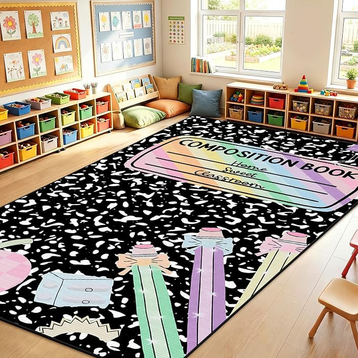 7.6 x 12 ft Large Composition Notebook Classroom Rug Elementary, Back to School Classroom Decor E... | Amazon (US)