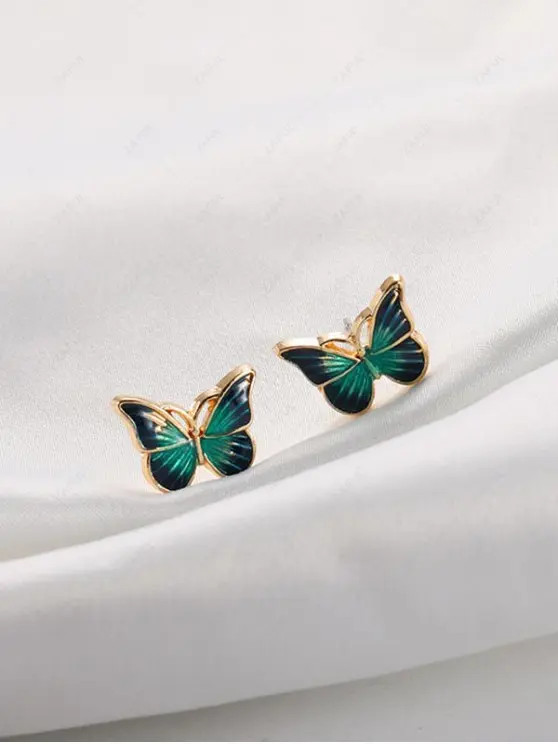 Drops Oil Butterfly Stud Earrings   GREEN | ZAFUL (Global)