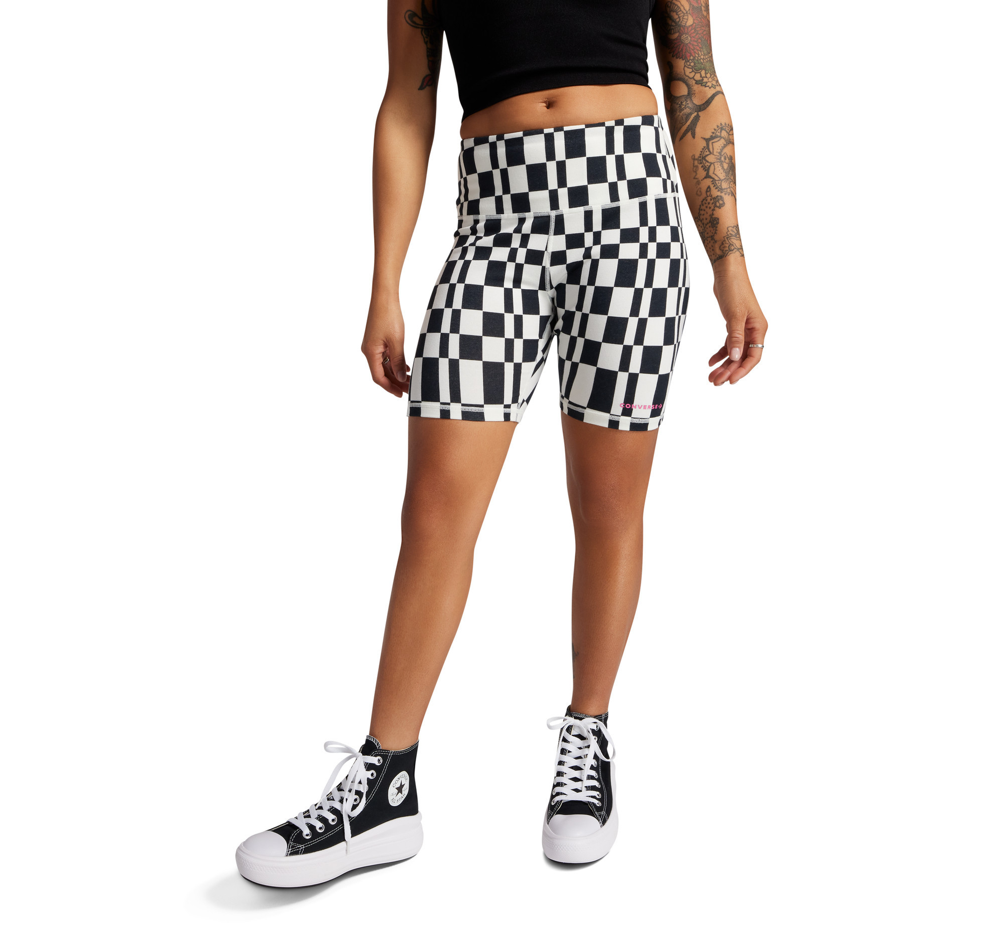 Checkered High-waisted Bike Shorts | Converse (US)