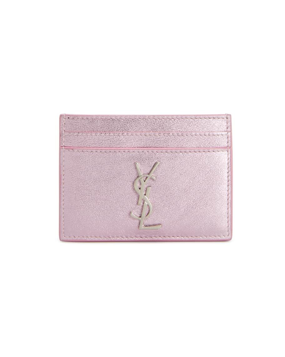 Saint Laurent YSL Metallic Leather Card Case | Neiman Marcus