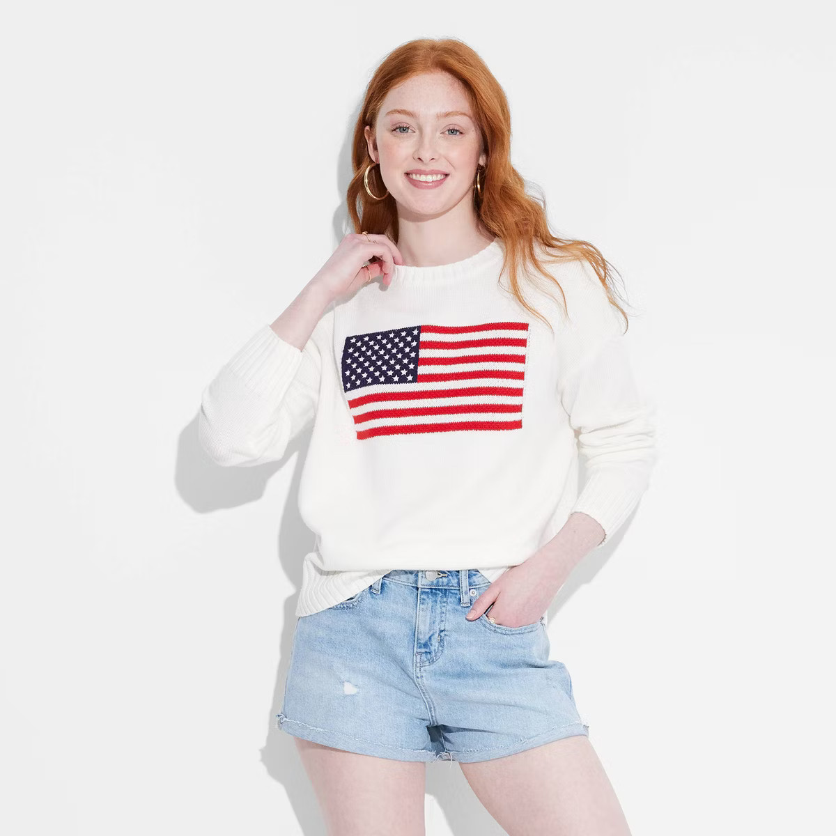 Women's Crewneck USA Pullover Sweater - Wild Fable™ Off-White | Target