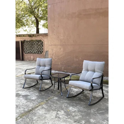ROCKER SET CHAIR AND TEAPOY Medium Grey, Patio Set, Patio Chairs, Patio Furniture | Wayfair North America
