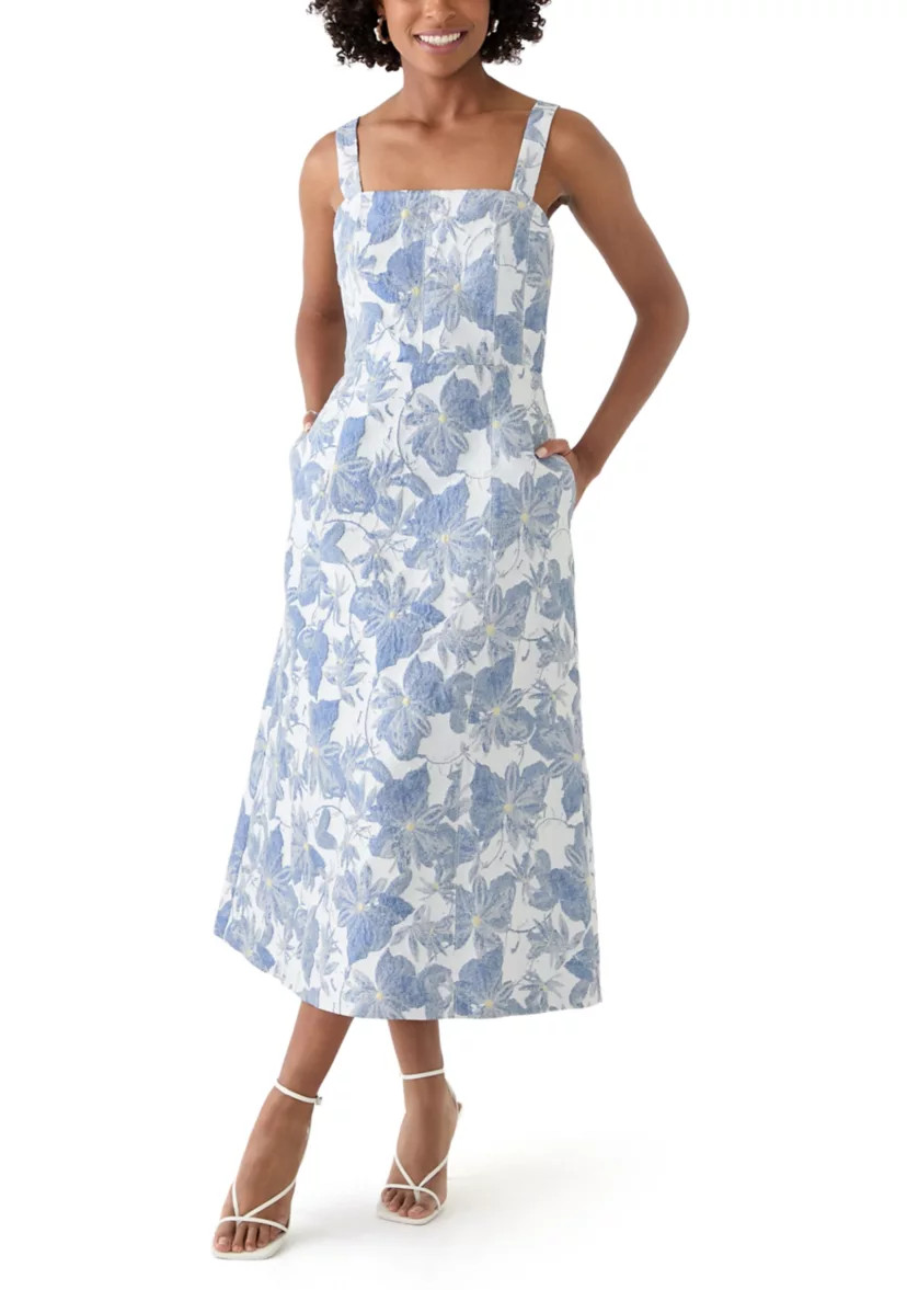 Women's Sleeveless Square Neck Floral Print Midi Dress | Belk