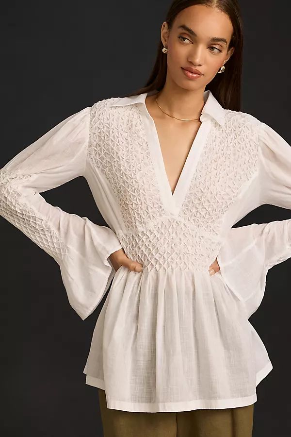 By Anthropologie Smocked Bodice Blouse | Anthropologie (US)