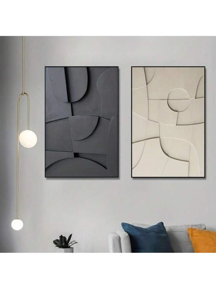 Impresiones artísticas de lienzo con arte abstracto geométrico 3D: Pósters de decoración de p... | SHEIN