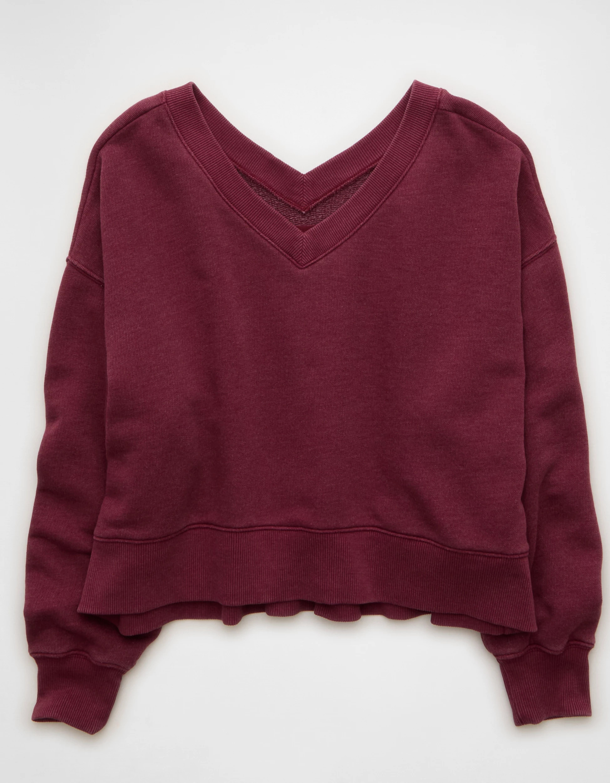 AE Cropped V-Neck Sweatshirt | American Eagle Outfitters (US & CA)