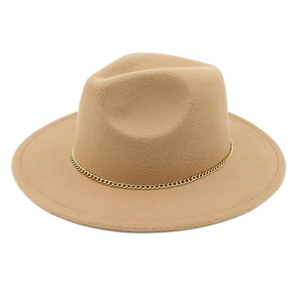 Premium 3" Wide Brim Solid Color Felt Fedora Panama Hat | Walmart (US)