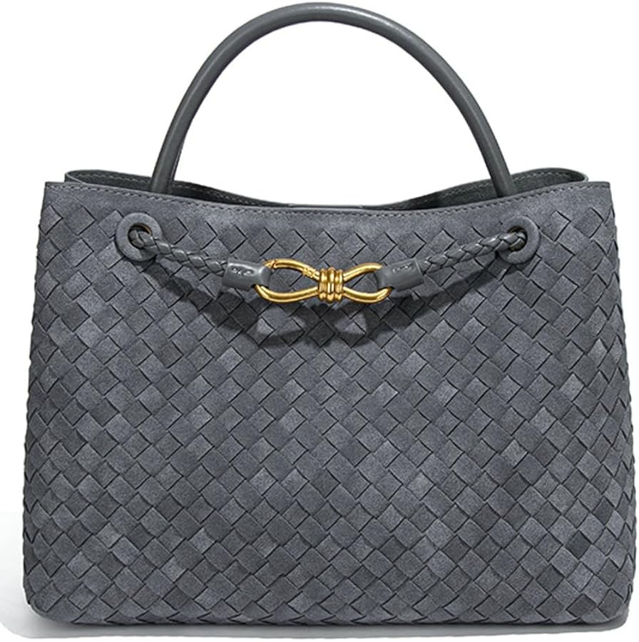 Suede Woven Tote Bag for Women PU Leather Hobo Bags Casual Crossbody Purse Shoulder Satchel Bag T... | Amazon (US)