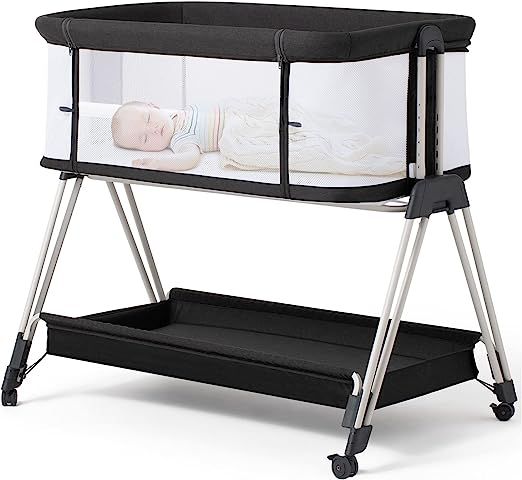 Fodoss Baby Bassinet Bedside Sleeper with Wheels and Storage Tray,4-Sided Mesh Bedside Bassinet C... | Amazon (US)