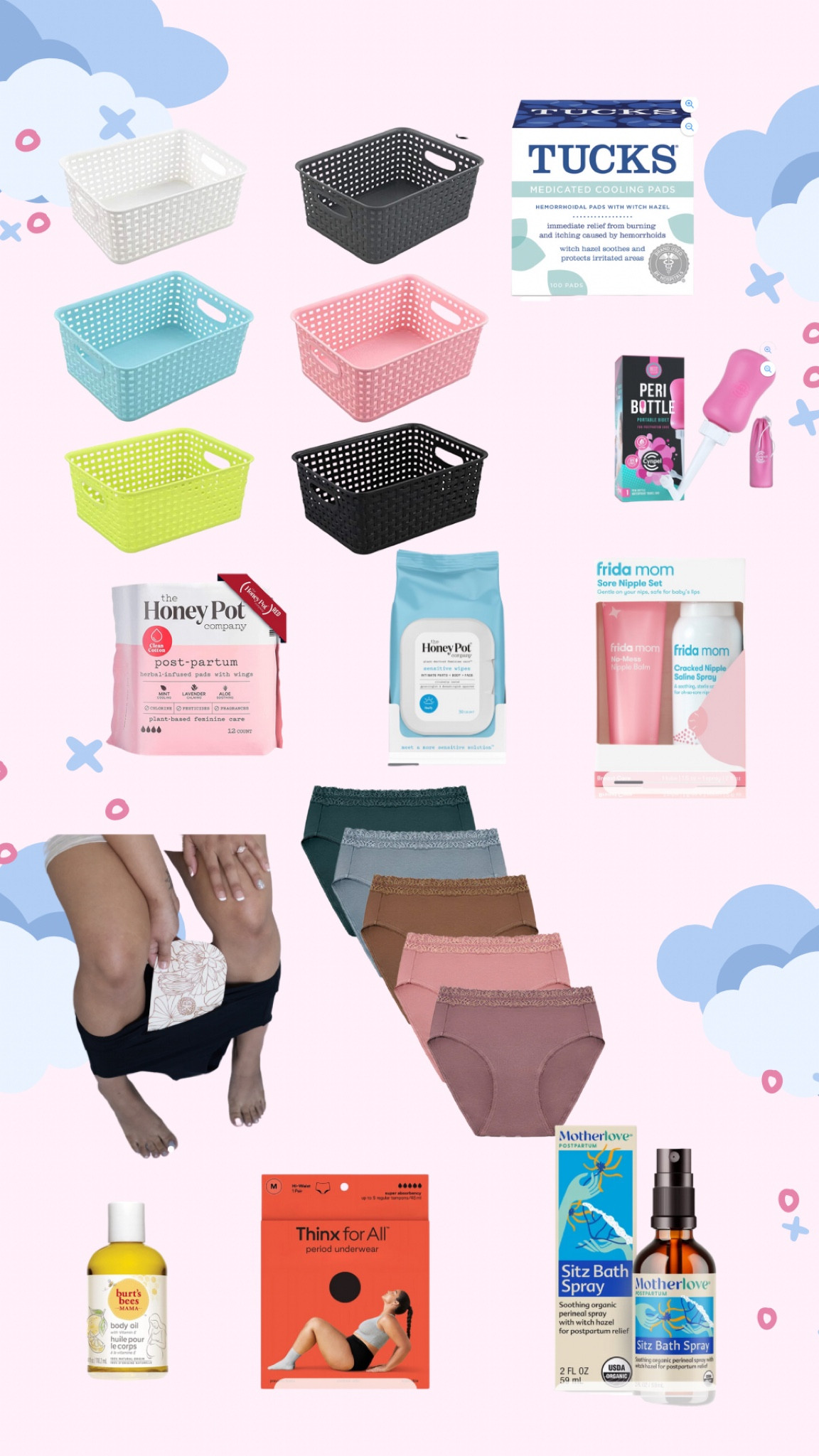 Postpartum Essentials. I like to keep a basket of items in the bathroom for postpartum and these are my necessities for that time. 

#LTKbaby #LTKbump