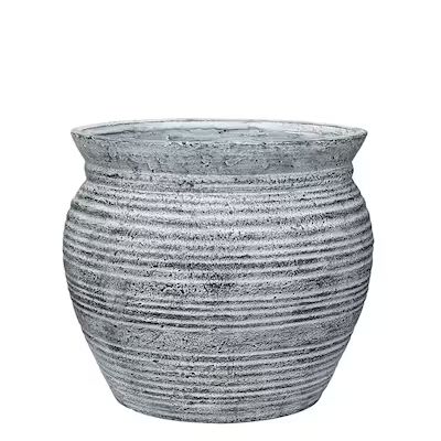 allen + roth 20-Quart Whitewash Black Terracotta Mixed/Composite Planter with Drainage Holes | Lowe's