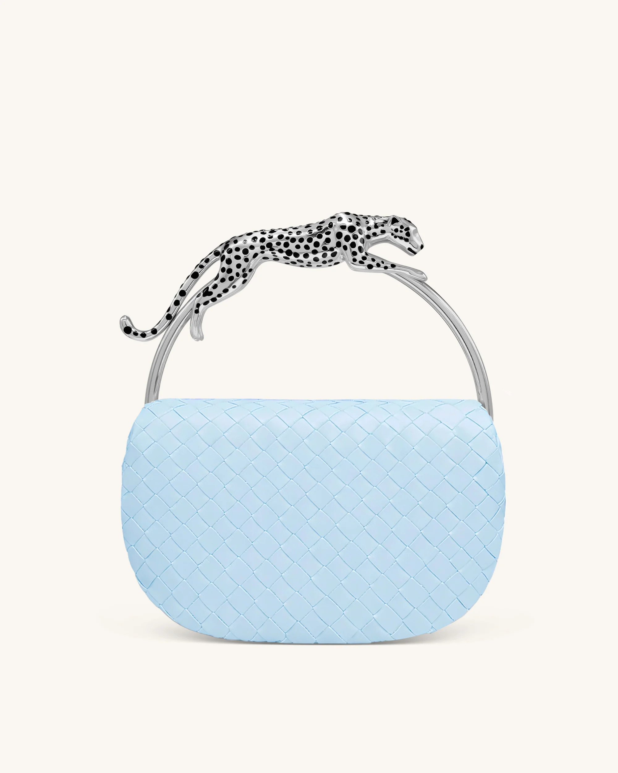 Ione Woven Leopard Shaped Top Handle Bag - Light Blue | JW PEI US