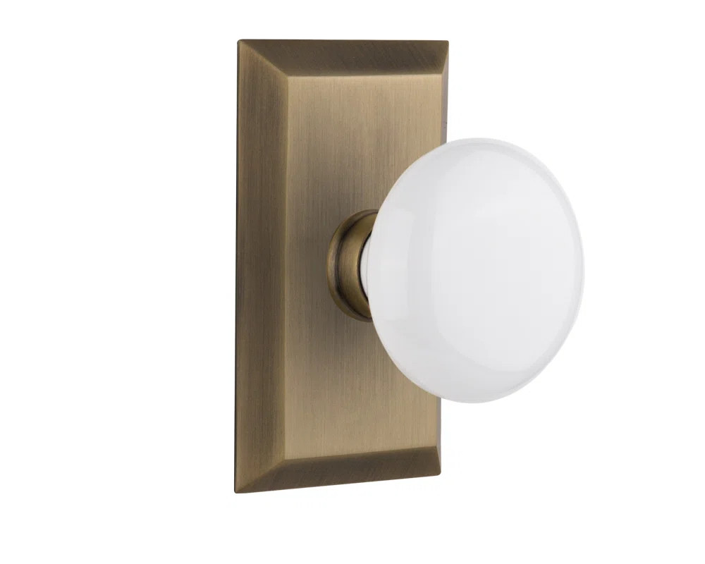 Studio Plate with White Porcelain Door Knob | Wayfair North America