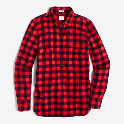 Plaid popover shirt in flannel in perfect fit | J.Crew Factory