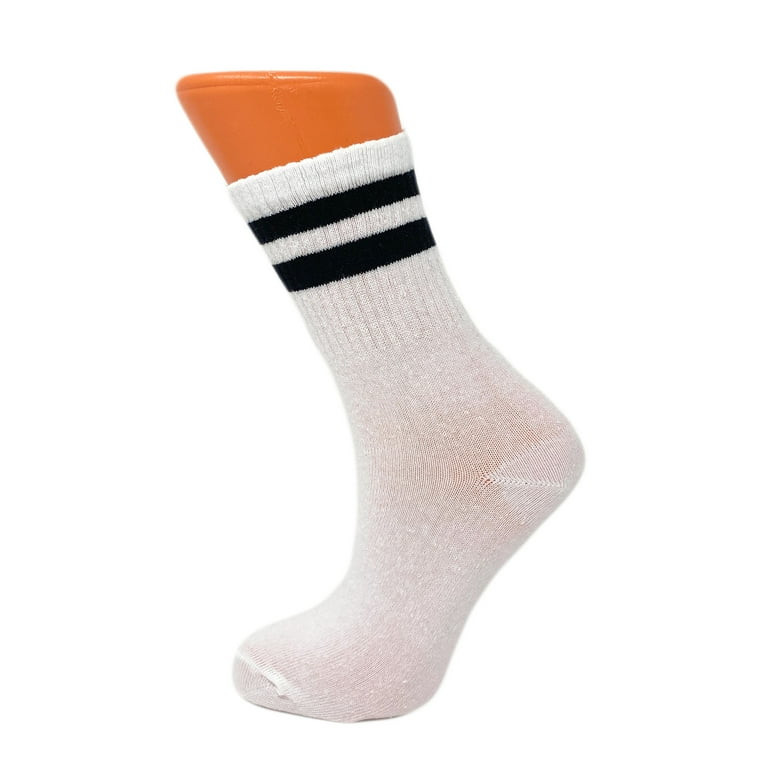 Striped Cotton Crew Socks for Women Black and White 6 Pairs Size 9-11 - Walmart.com | Walmart (US)