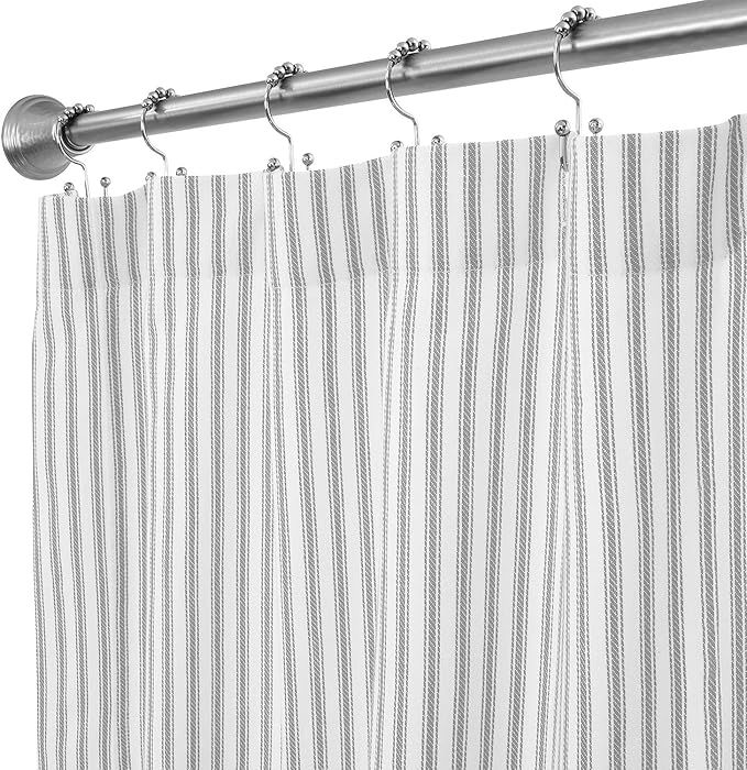Cackleberry Home Alloy Gray and White Ticking Stripe Shower Curtain Woven Cotton Extra Long 72 In... | Amazon (US)