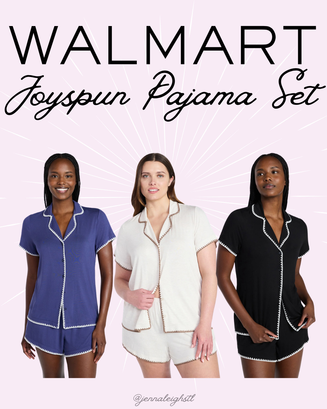 Walmart find. The Joyspun women’s notch top and boxer shorts pajama set with blanket stitching is such a cute and comfy two piece. 

 #LTKselfcare #LTKMidsize