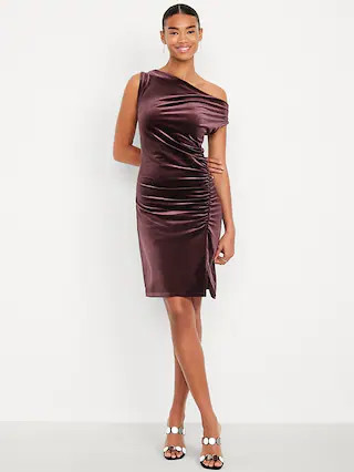 Off-the-Shoulder Ruched Velvet Mini Dress | Old Navy (CA)