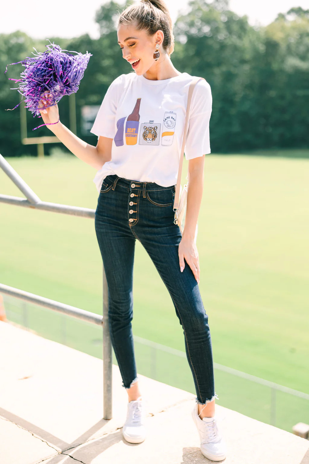 Drink Local Orange And Purple Gameday Graphic Tee | The Mint Julep Boutique