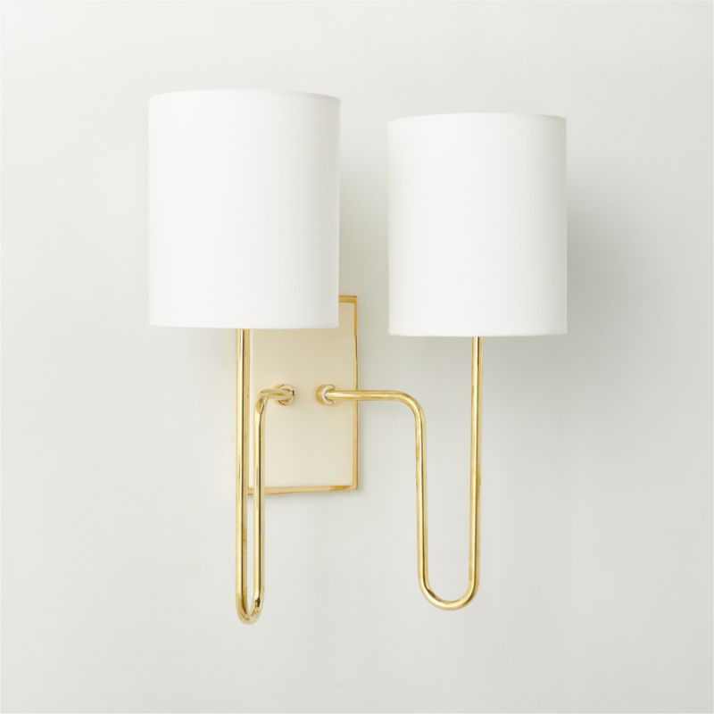 Lucerne Polished Brass Double Modern Wall Sconce Light | CB2 | CB2