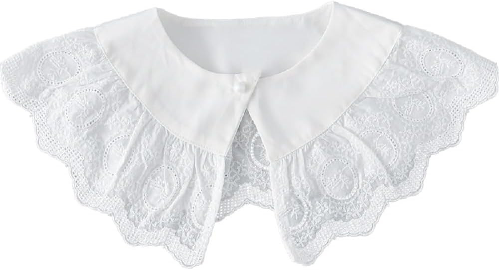 Lace Fake Collar Vintage White Pleated Detachable Choker for Women Dresses Shirts | Amazon (US)