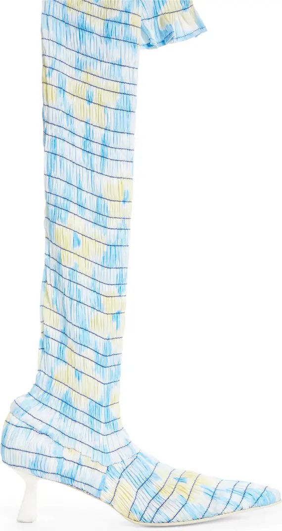 Floral Print Shirred Stretch Thigh High Boot | Nordstrom