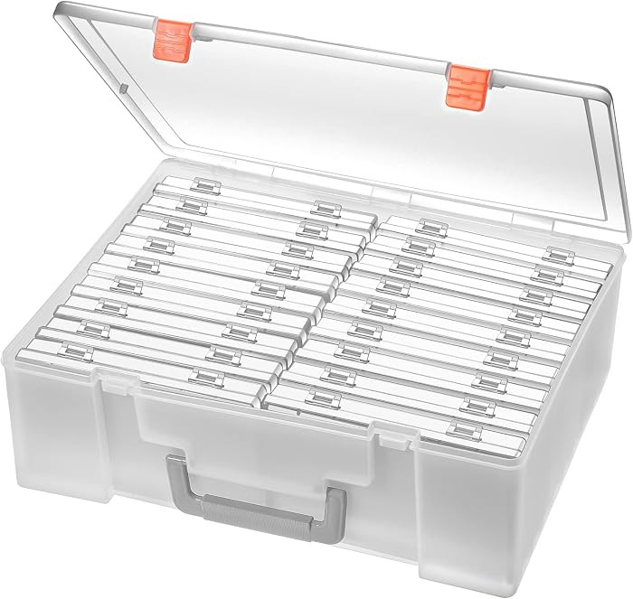 Photo Storage Box 4x6, 18 Inner Extra Large Organizer Acid-Free Photo Keeper Storage Case, Plasti... | Amazon (US)
