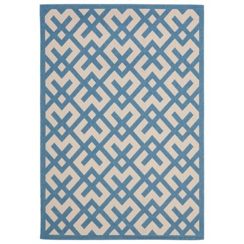 Safavieh Courtyard Patio Rug Beige / Blue | Target