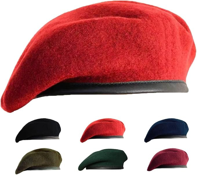 Gajaous British Military Berets for Men and Women,Wool and Leather Beret Hats,Multiple Colours Ar... | Amazon (US)