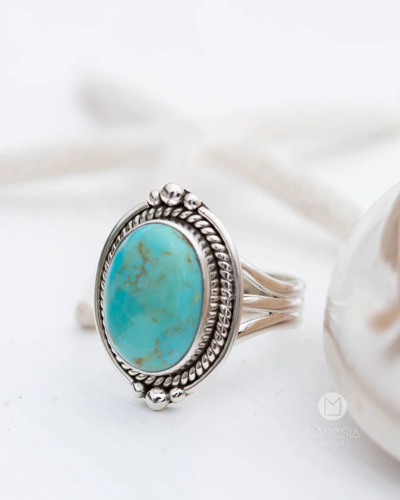 Turquoise Ring ~ Sterling Silver 925 ~ Handmade ~ Statement ~ Hippie ~ Bohemian ~ Jewelry ~gift f... | Etsy (US)