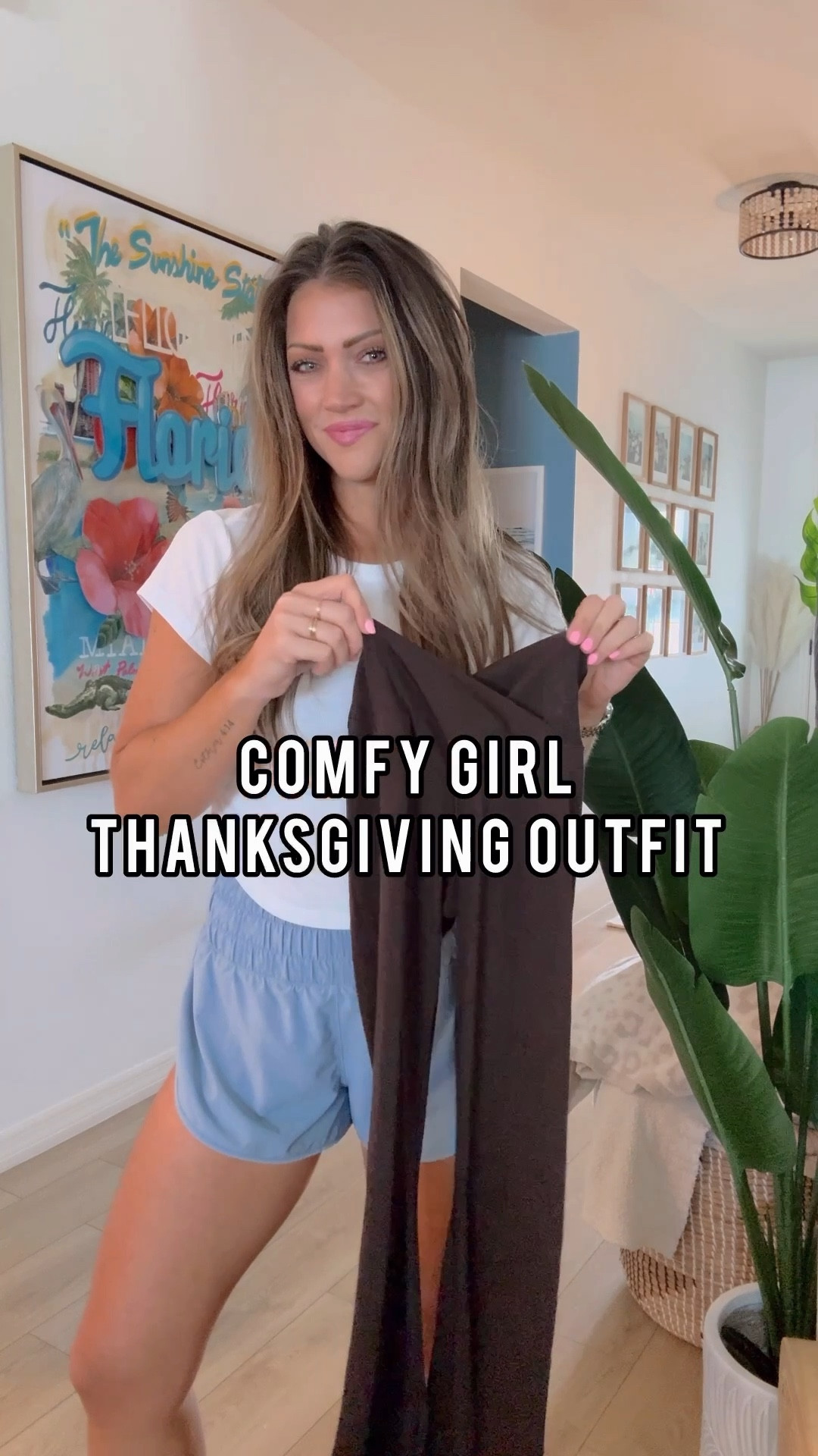 Comfy girl Thanksgiving 🥧🙌🏻 for sizing help: I’m 5’3.5”, size 2 or S is my true to size. I did a S short leggings / S sweater (soo cozy 💕). Shop all my finds FIRST by following me in the LTK app (link in bio!), so you never miss out on items selling out quickly! PS: size down half size in the shoes. #thanksgivingoutfit #falloutfits #comfythanksgiving 