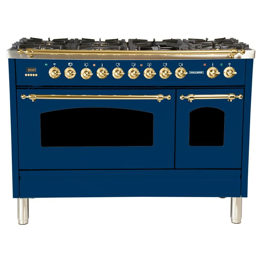 48 in. 5.0 cu. ft. Double Oven Dual Fuel Italian Range True Convection, 7 Burners, Griddle, LP Ga... | The Home Depot