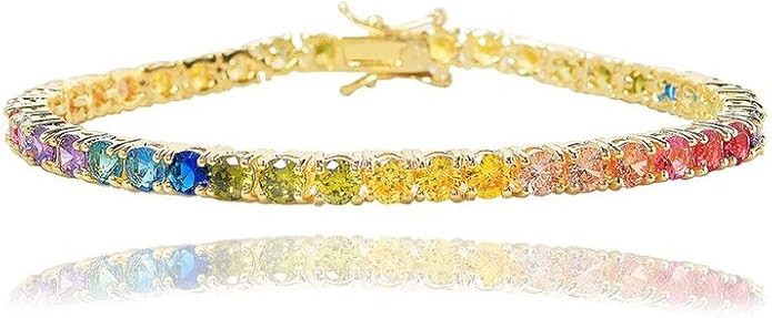 NYC Sterling Women's 4MM Round Rainbow Cubic Zirconia Tennis Bracelet 7.25 inches | Amazon (CA)