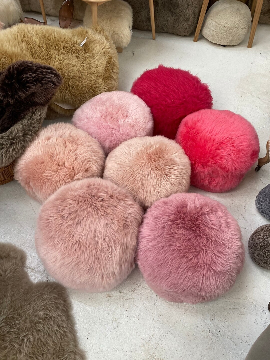 Pink Sheepskin Pouffe Pouffe Pink Pouffe Wool Pouffe - Etsy | Etsy (US)