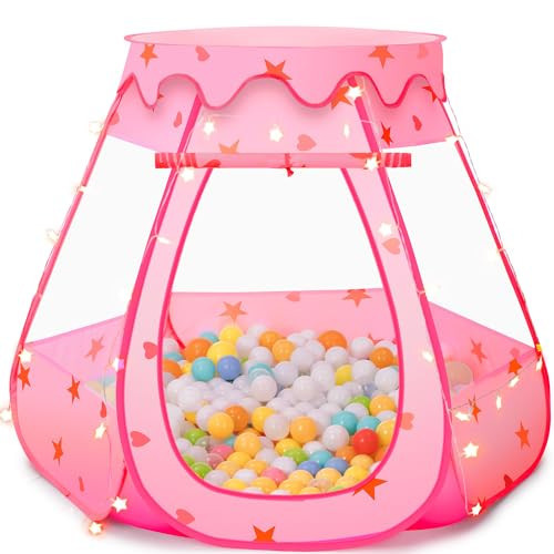 Baby Ball Pit for Toddler: with Star Lights - Pop Up Princess Play Tent for Kids - Indoor Outdoor Baby Girl Toys Birthday Gifts - NO Balls (Pink Tent) | Amazon (US)