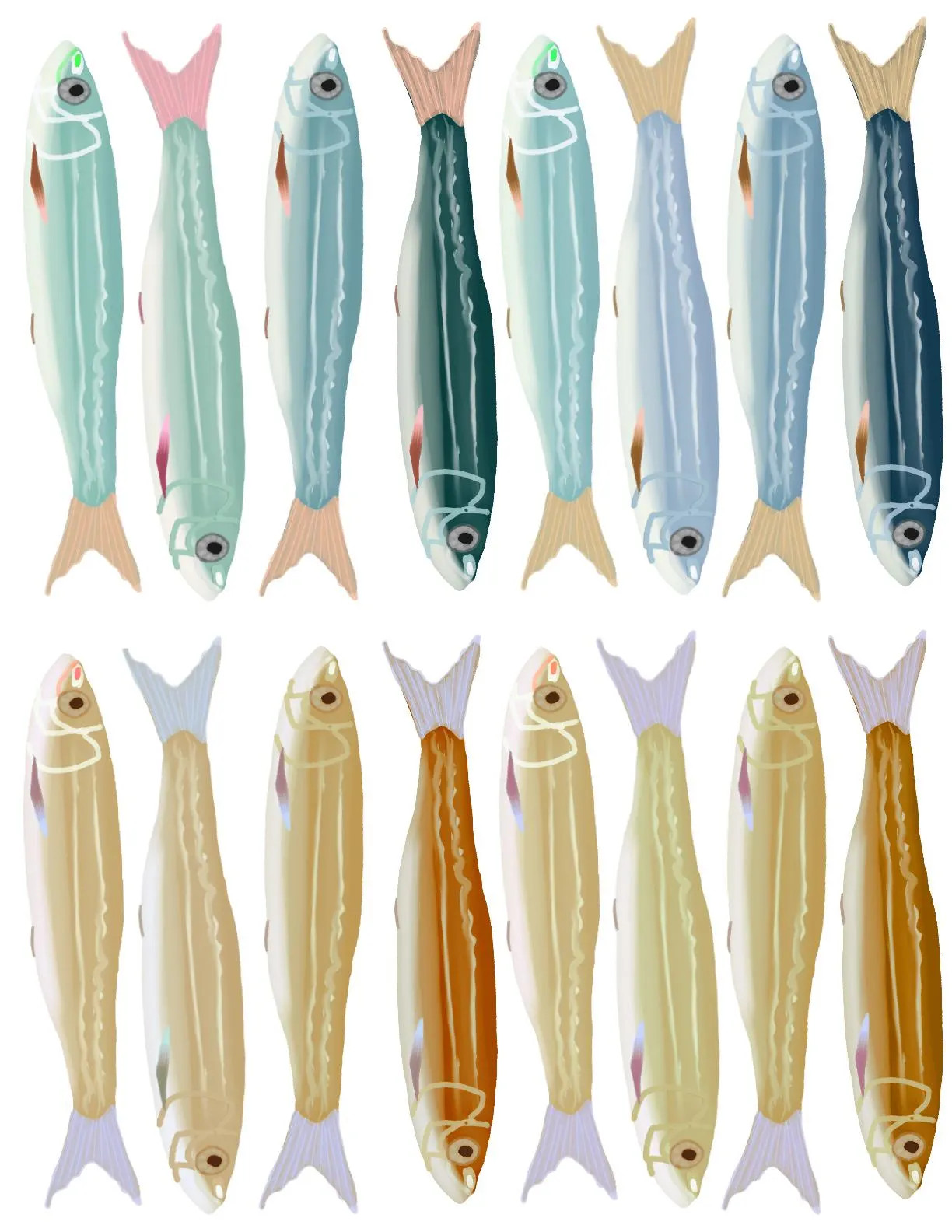 Adorable Sardine Wall Decals | Etsy (Global)