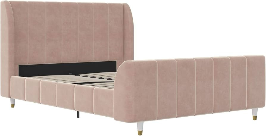 Little Seeds Valentina Kids' Full Upholstered Bed, Pink Velvet | Amazon (US)