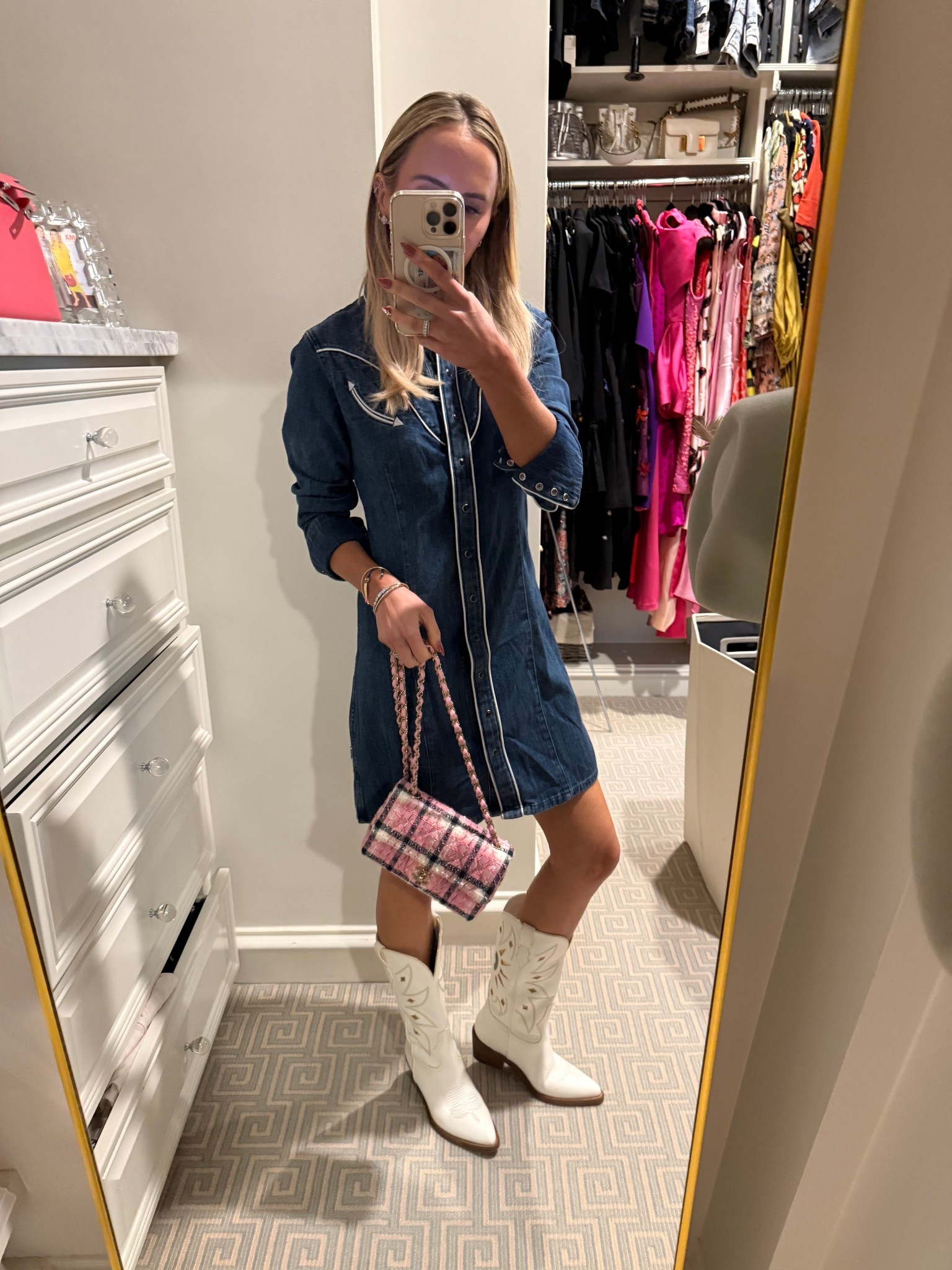 This denim dress is so fun and chic for fall! The white detailing gives it a western vibe but the fit is modern and fun! It’s a perfect fall staple. 

#denim #fallsdenim #ootd #dailywear 

#LTKSeasonal #LTKOver40 #LTKStyleTip
