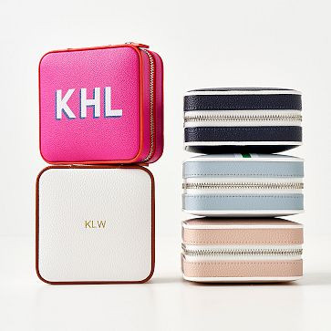 Small Piped Travel Jewelry Case, Foil Debossed | Mark and Graham | Mark and Graham