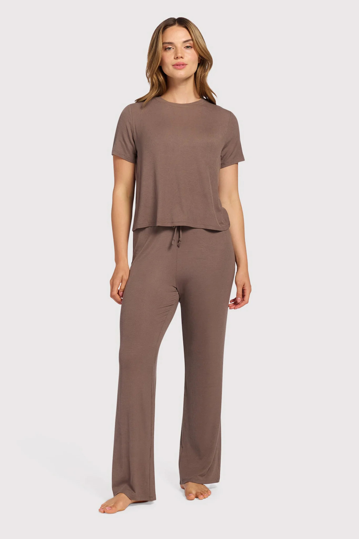 Ribbed Pajama Set | Mocha | nuuds