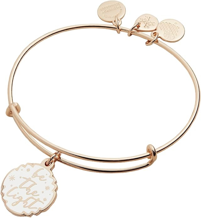 Alex and Ani Mantras + Inspirational Expandable Bangle for Women, Be The Light Charm, Shiny Rose ... | Amazon (US)