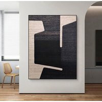 Wabi Sabi Wall Art Black & Beige Abstract Painting On Canvas Textured Modern Minimalist Entrance | Etsy (US)