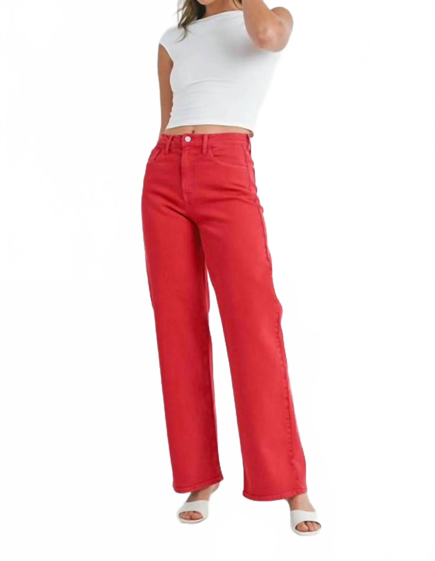 Apple Of My Eye Wide Leg Jean In Red | Shop Simon