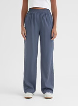 Blue Relaxed Geo Print Satin Trouser - Mimi | 4th & Reckless