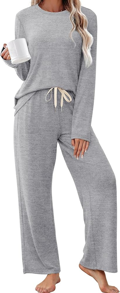 SAMPEEL Pajamas for Women Set Comfy Lounge Sets Two Piece Long Sleeve Cute Pjs Soft Sleepwear Win... | Amazon (US)