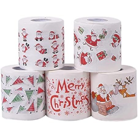 Amazon.com: AKOEE 4Pcs Christmas Toilet Paper Decorations,Christmas Tree and Santa Claus Printed Tis | Amazon (US)