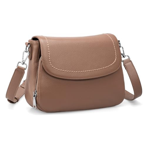 befen Real Leather Crossbody Bags for Women Trendy, Medium Woman Saddle Bag Shoulder Purses with Adjustable Shoulder Strap for Daily & Travel Mocha | Amazon (US)