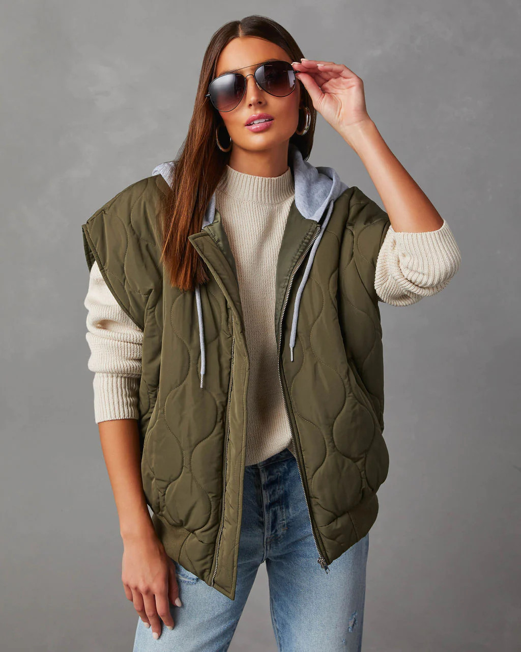 Fall And Forever Hooded Puffer Vest - Olive | VICI